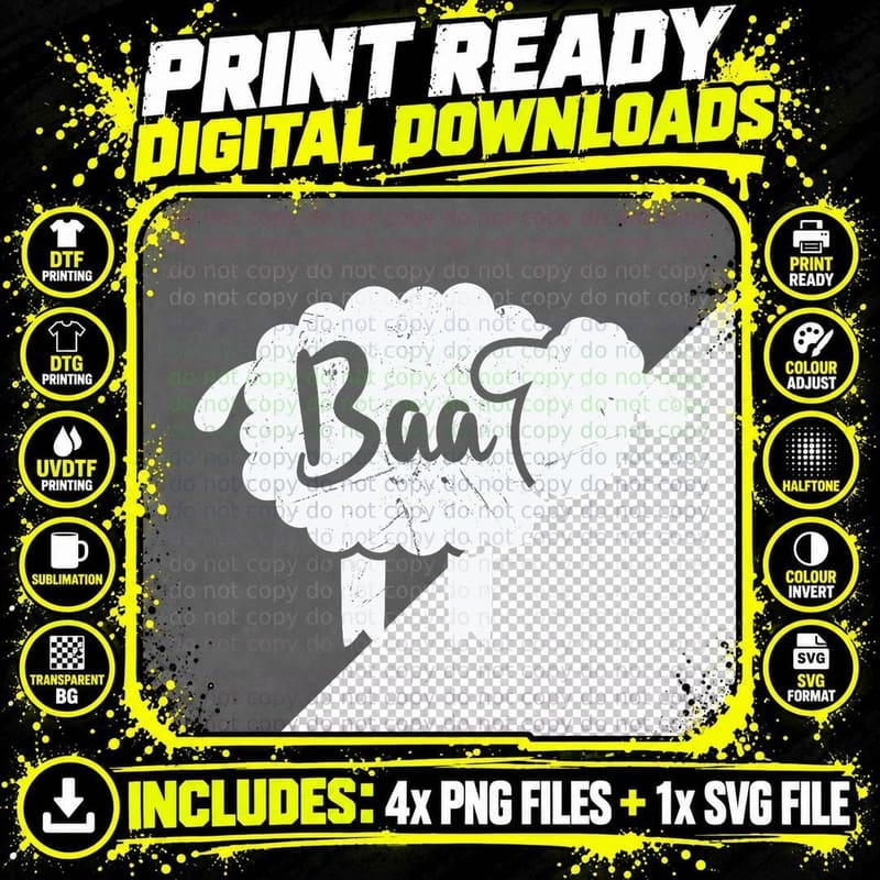 Cute Baa Sheep Sound Black Sheep Toy Lovers Gift T-Shirt Png SVG Digital Bundle