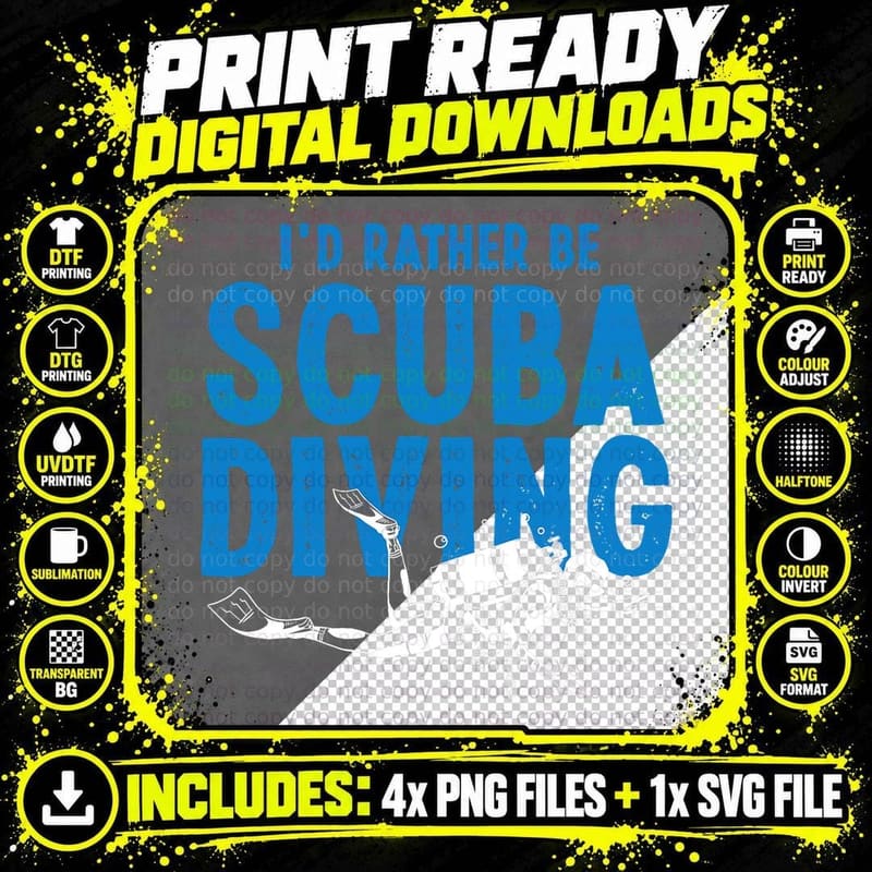 Cute Scuba Diving Art Men Women Ocean Scuba Dive Coach Png SVG Digital Bundle