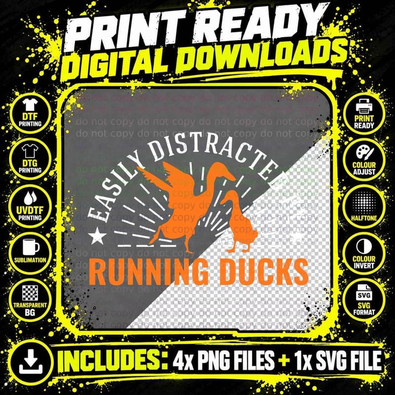 Easily Distracted by Running Ducks Indian Runner Duck Png SVG Digital Bundle