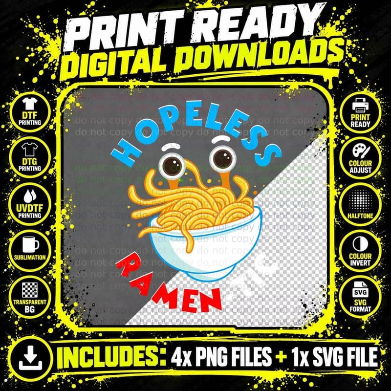 Flying Spaghetti Monster FSM Pastafarian Hopeless Png SVG Digital Bundle