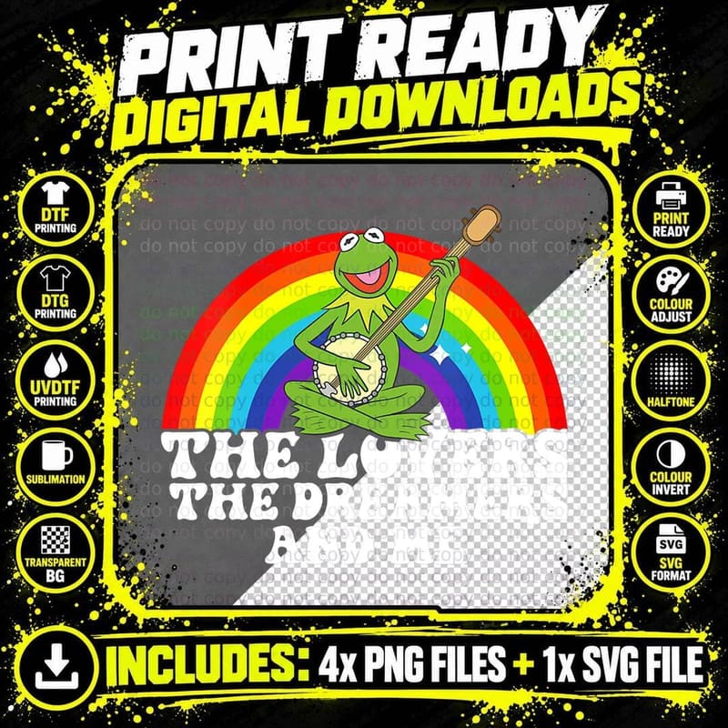 Frog Rainbow, the Lovers Dreamers and Me Png SVG Digital Bundle