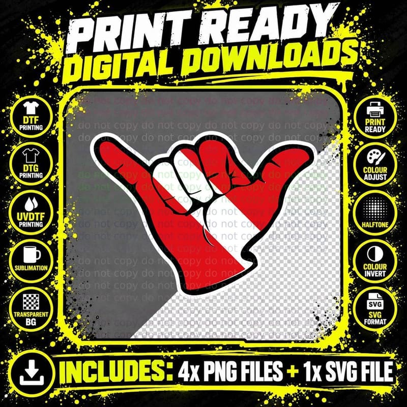 Hang Loose, Spread Yo Shaka and Be Stoked on Scuba Png SVG Digital Bundle