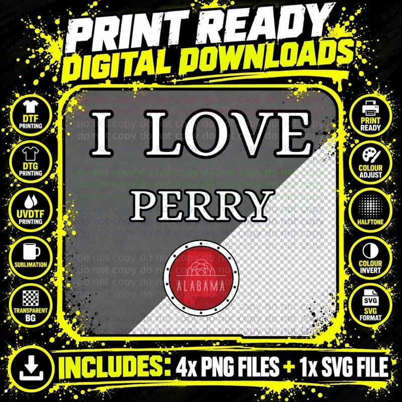 I LOVE PERRY Alabam County United State of America Png SVG Digital Bundle