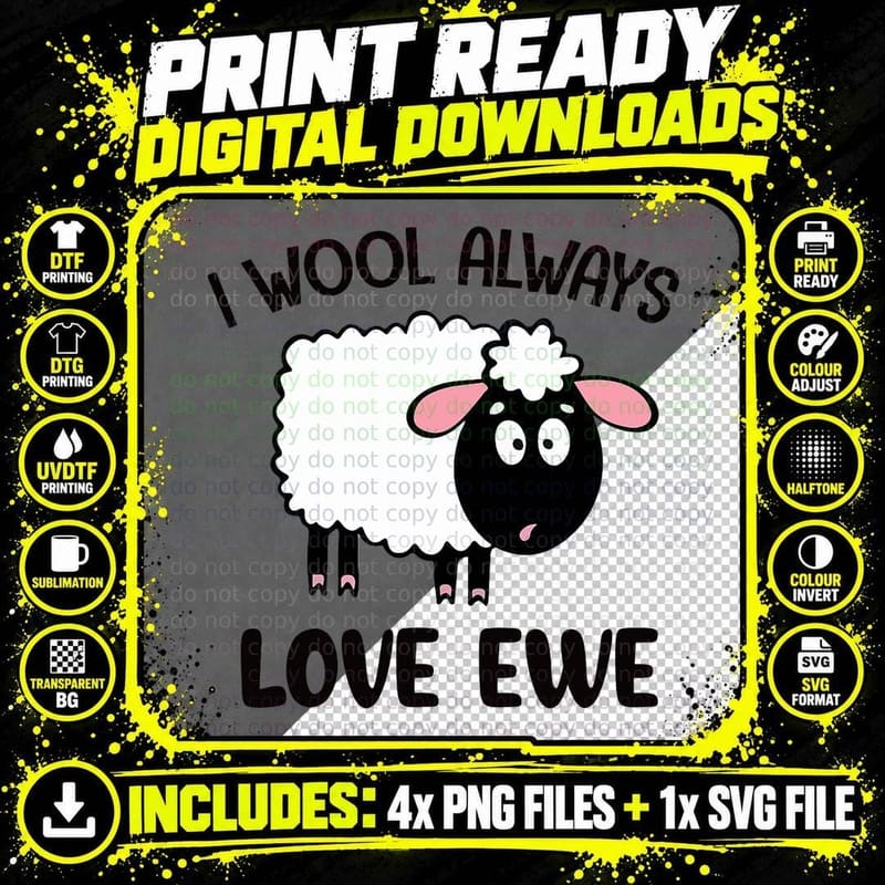 I Wool Always Love Ewe Sheep Lover Country Farm Girls Png SVG Digital Bundle