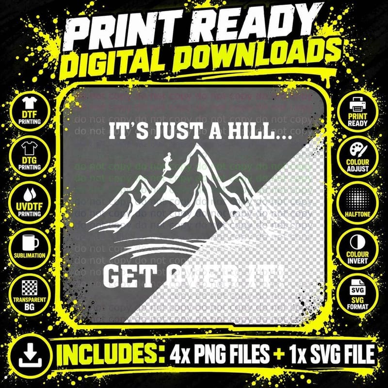 It's Just a Hill Get Over It Running Cross Country Png SVG Digital Bundle