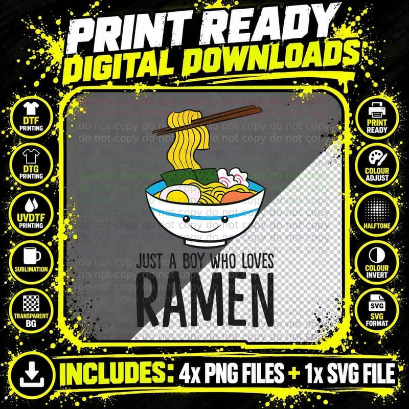 Just a Boy Who Loves Ramen T-Shirt Png SVG Digital Bundle