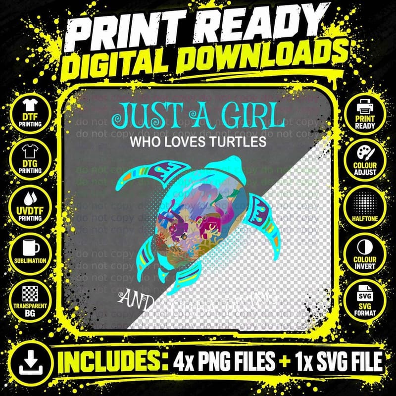 Just a Girl Who Loves Turtles and Scuba Diving T-Shirt Png SVG Digital Bundle