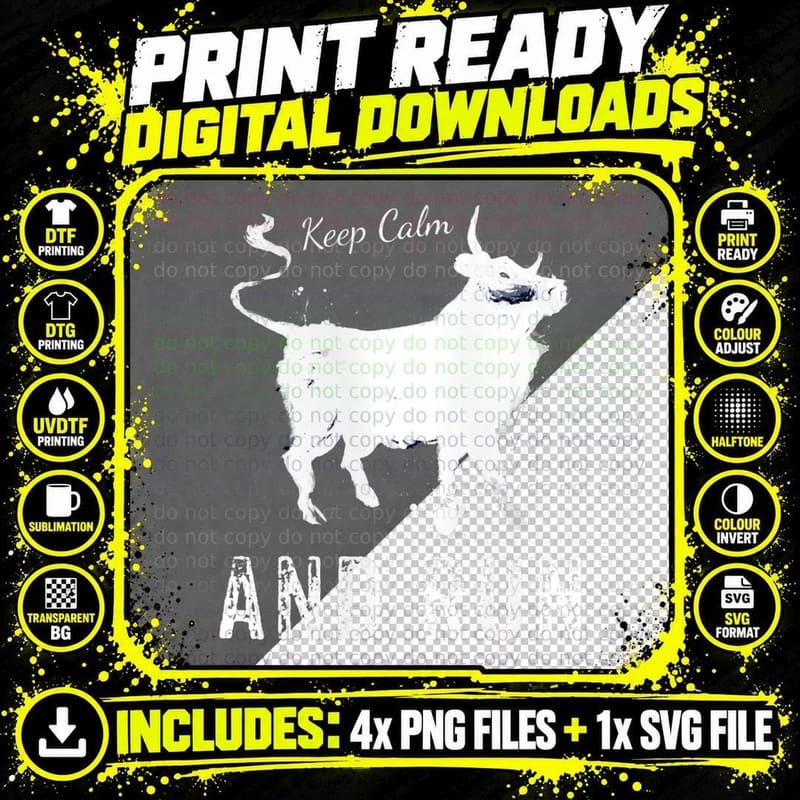 Keep Calm and Run Running with the Bulls Png SVG Digital Bundle