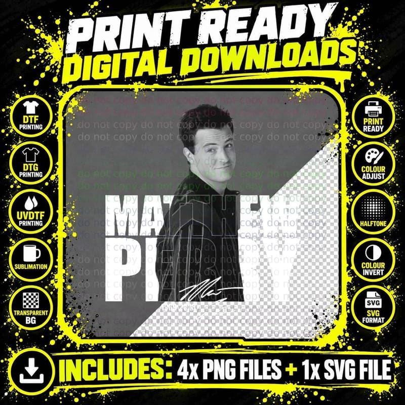 Matthew Perry - Remembering Posters and Art T-Shirt Png SVG Digital Bundle