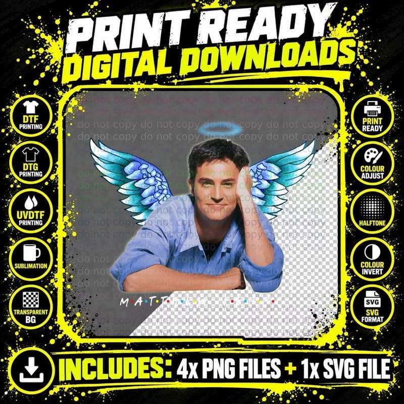 Matthew Perry Rip Memory Heaven T-Shirt Png SVG Digital Bundle