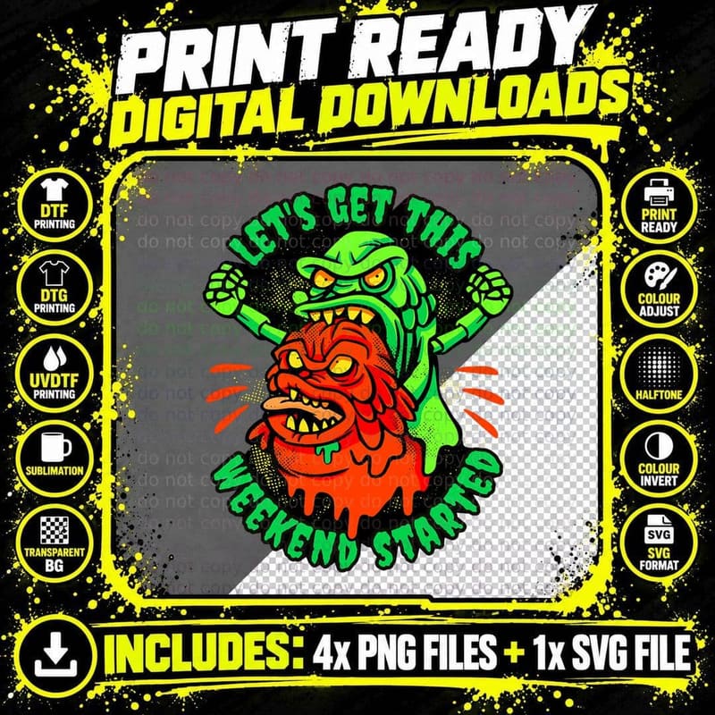 Monster Slime Figures Weekend Party T-Shirt Png SVG Digital Bundle