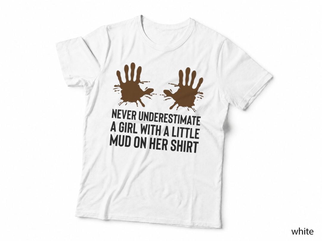 Mud Run Women Girls 5K Runners Running Team Muddy Handprint T-Shirt