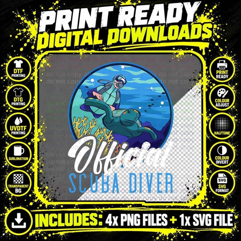 Official Scuba Diver T-Shirt Png SVG Digital Bundle