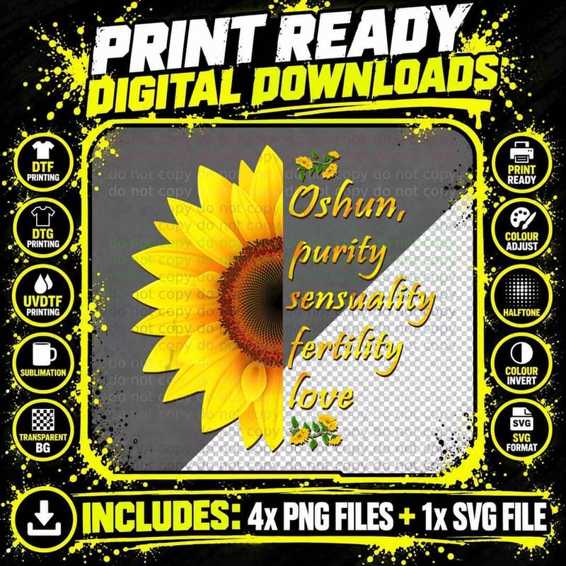 Oshun Orishas Goddess Oxum Ifa Yoruba Religion Holiday Png SVG Digital Bundle