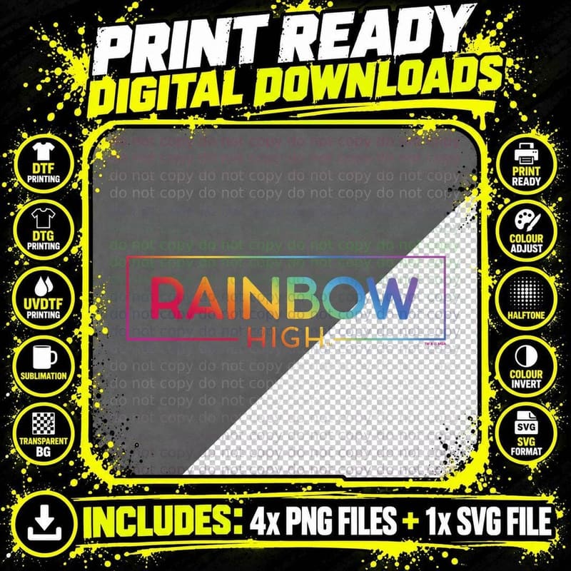 Rainbow High Gradient Rainbow Text Logo T-Shirt Png SVG Digital Bundle