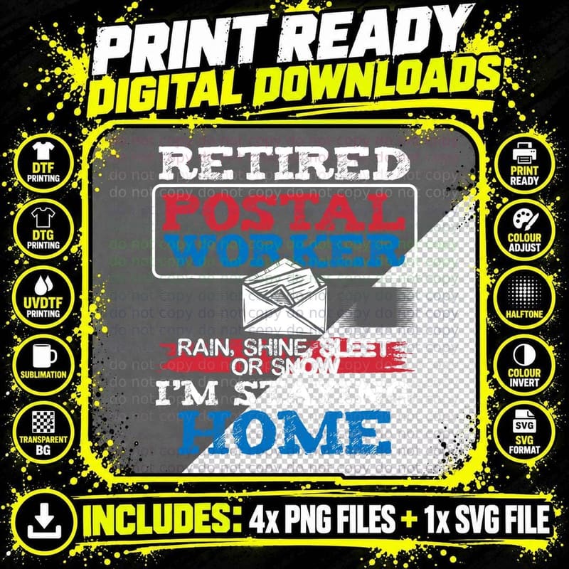 Retired Post Postal Worker Retirement Postman Office Png SVG Digital Bundle