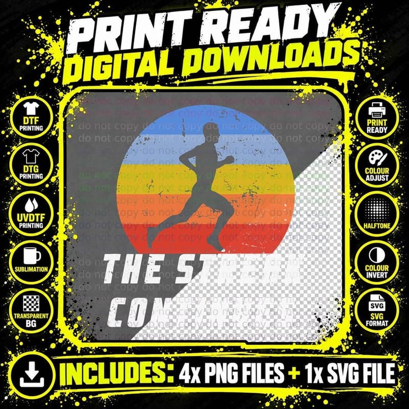 Run Streak 365 Running Daily Runner Silhouette Png SVG Digital Bundle