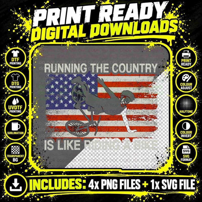 Running Country Is Like Riding a Bike Ridin T-Shirt Png SVG Digital Bundle