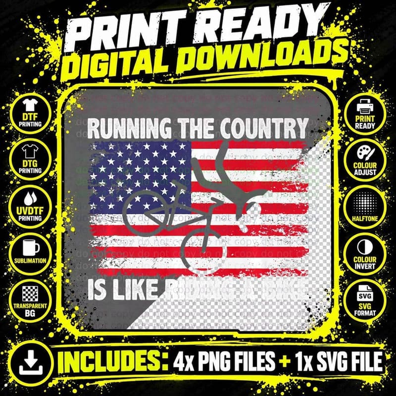 Running Country Is Like Riding a Bike, Runner T-Shirt Png SVG Digital Bundle
