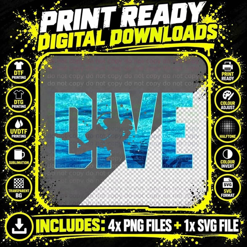 Scuba Diver Love Diving Dive, T-Shirt Png SVG Digital Bundle