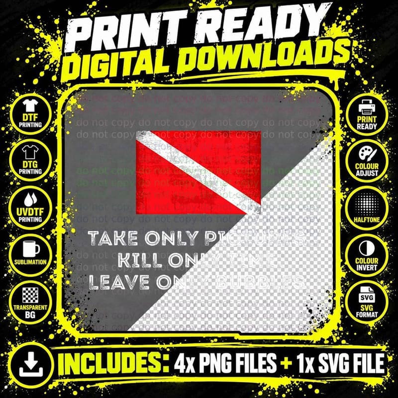 Scuba Diving Tshirt - Take Pictures, Kill Time Png SVG Digital Bundle