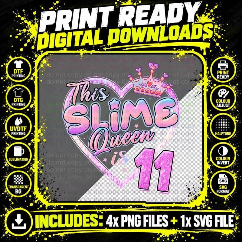 This Slime Queen Is 11 Slime Queen for Girls 11 Slime Png SVG Digital Bundle