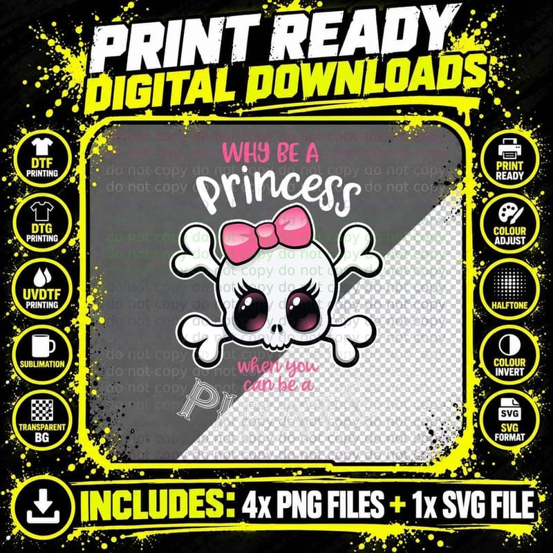 Why Be a Princess When You Can Be a Pirate Girl Women Png SVG Digital Bundle