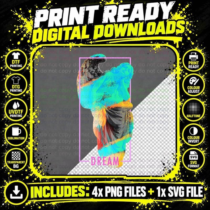Dream Angel Statue - Vaporwave Aesthetic Art Gift Lover Png SVG Digital Bundle
