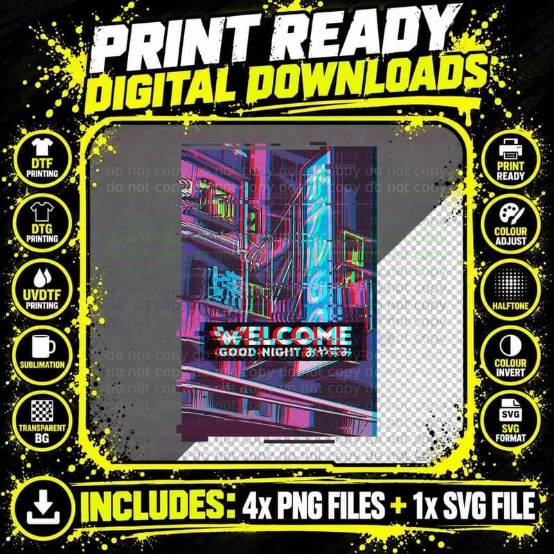 Mens Vaporwave Aesthetic Glitch Style Welcome T-Shirt Png SVG Digital Bundle