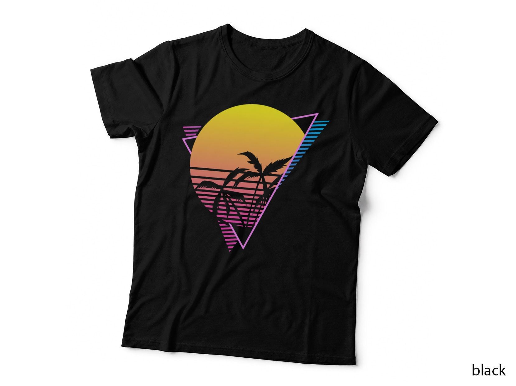 Sunset Palm Trees Synthwave Vaporwave Aesthetic T-Shirt