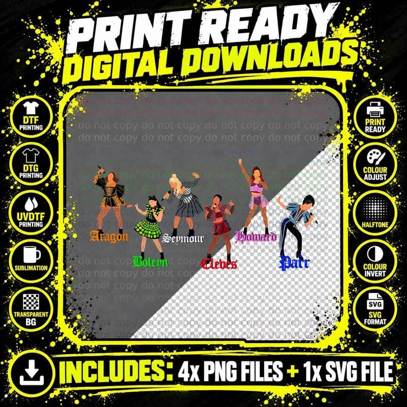 The Six Wives of Henry VIII, Six the Musical Gift Png SVG Digital Bundle