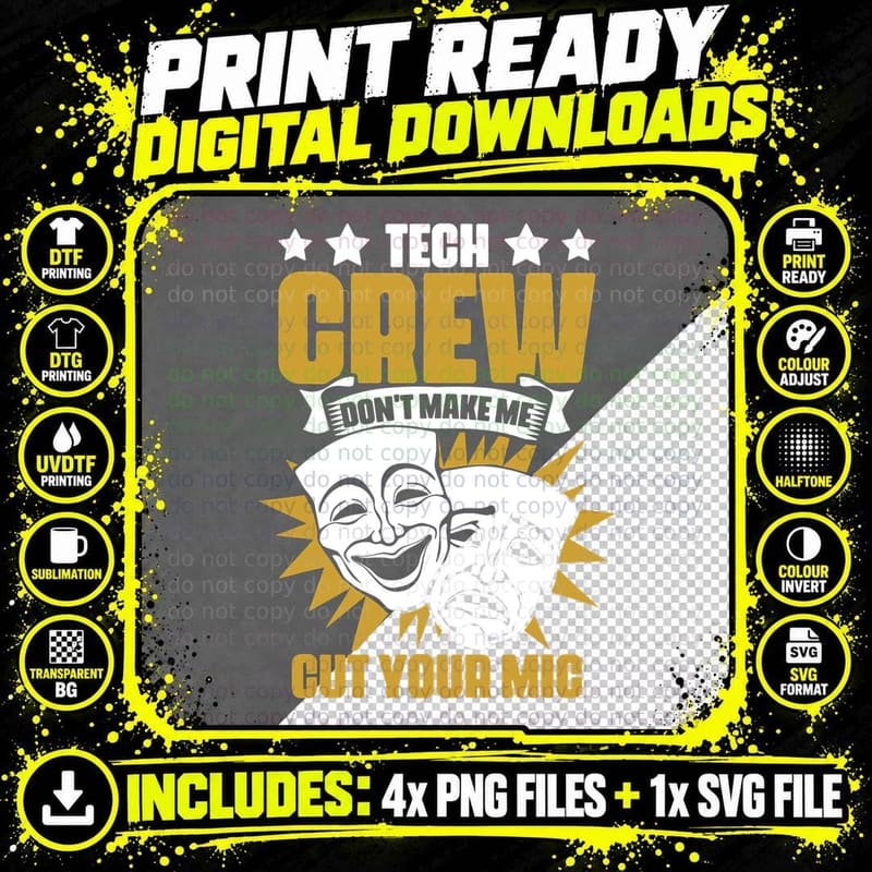 Theater Tech Crew Musical Acting Drama Theatre T-Shirt Png SVG Digital Bundle
