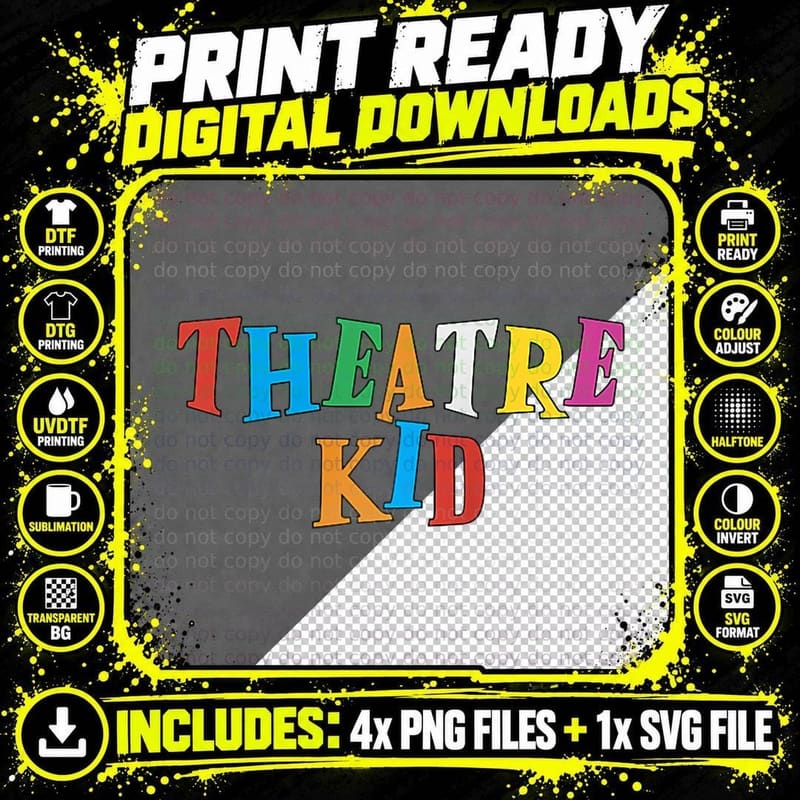 Theatre KID I Love Broadway Theater Stage Crew Actor Png SVG Digital Bundle