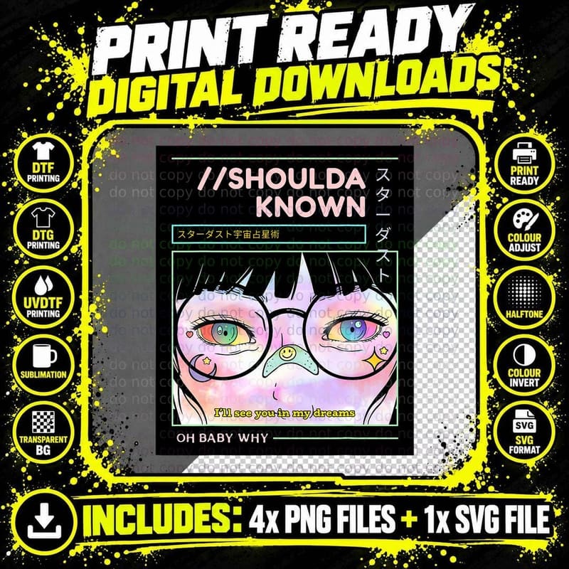 Vaporwave Aesthetic 80's & 90's Emotional Animi Dream T Png SVG Digital Bundle