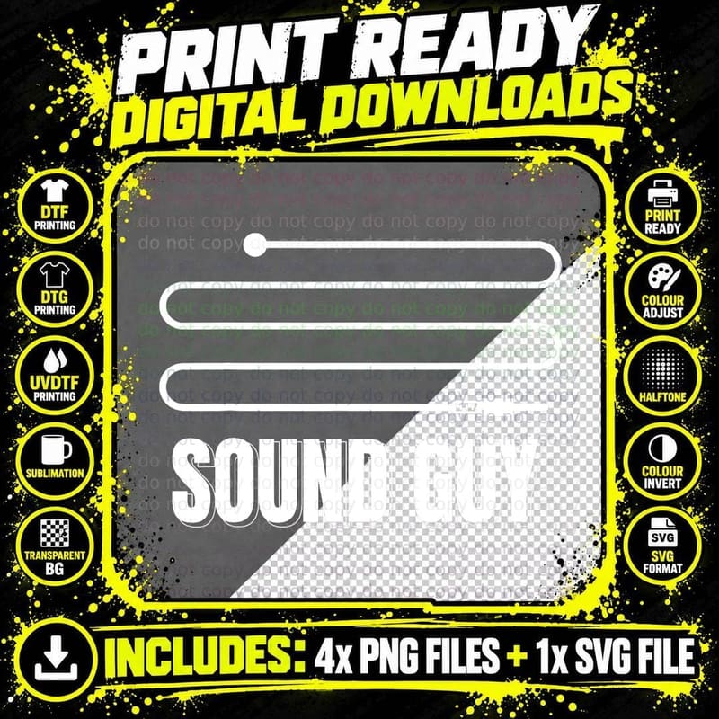 Aux Cable Sound Guy Sound Technician Audo T-Shirt Png SVG Digital Bundle