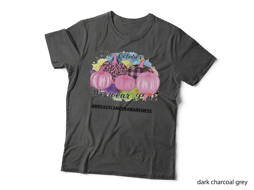 In October We Wear Pink Colorful Pumpkins Color Splash T-Shirt