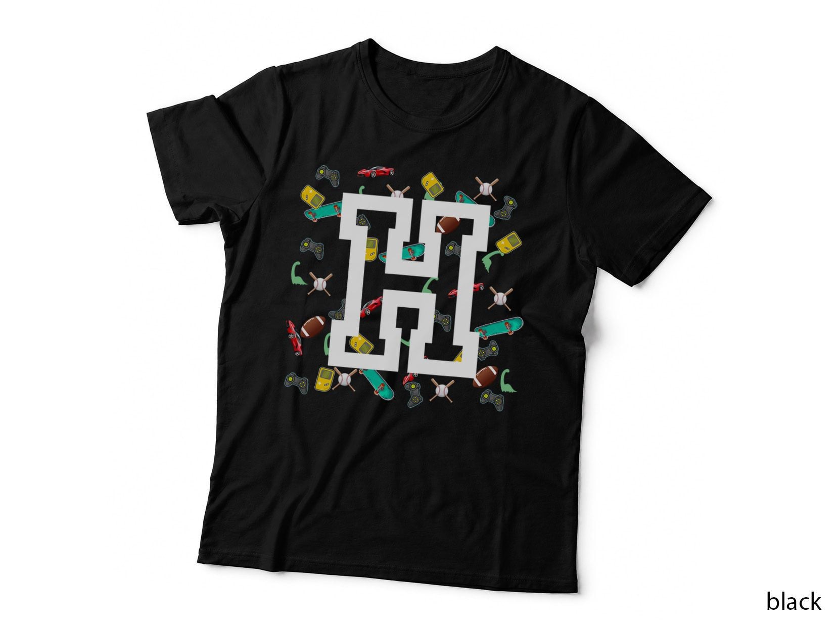 Letter H Top for Boys Who Like to Play Sport & Video Games T-Shirt