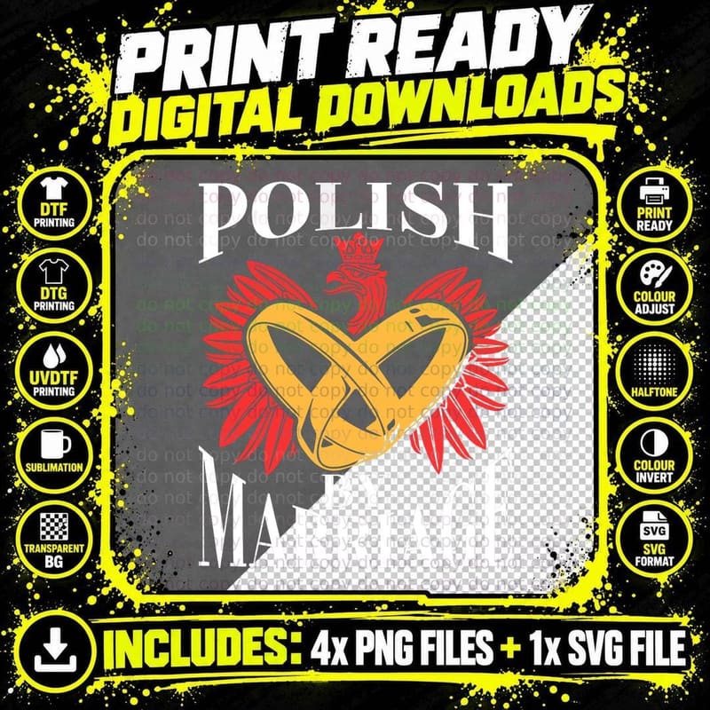 Polish by Marriage Poland Eagle Polish Husband Wife Png SVG Digital Bundle