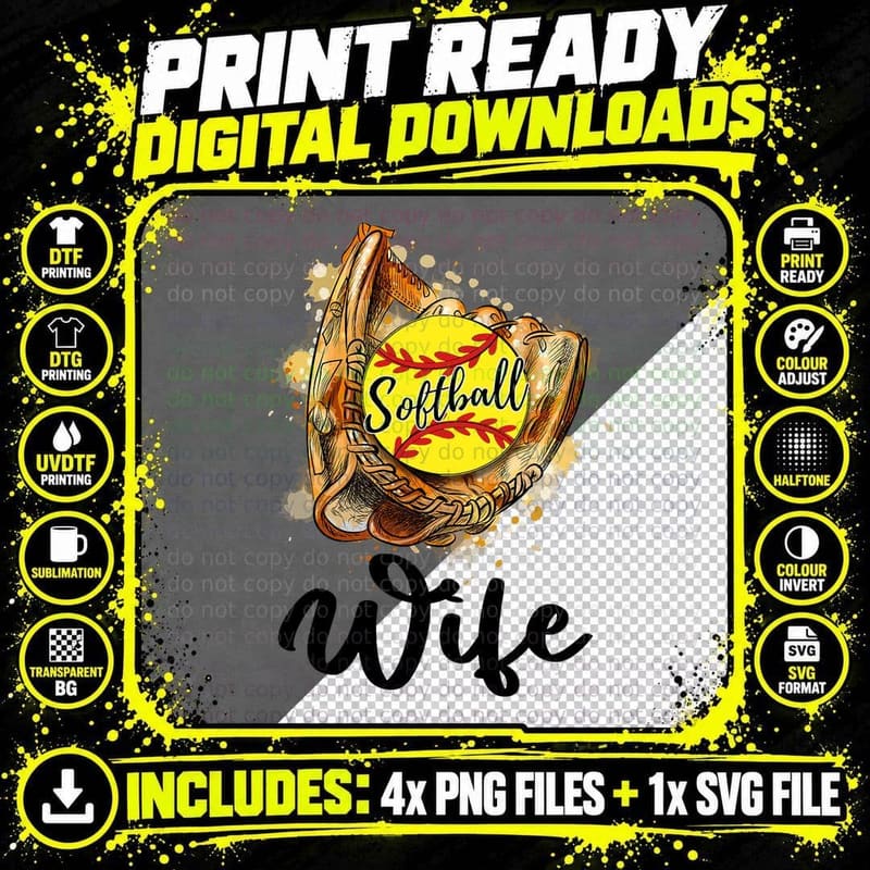 Softball Wife T-Shirt Png SVG Digital Bundle