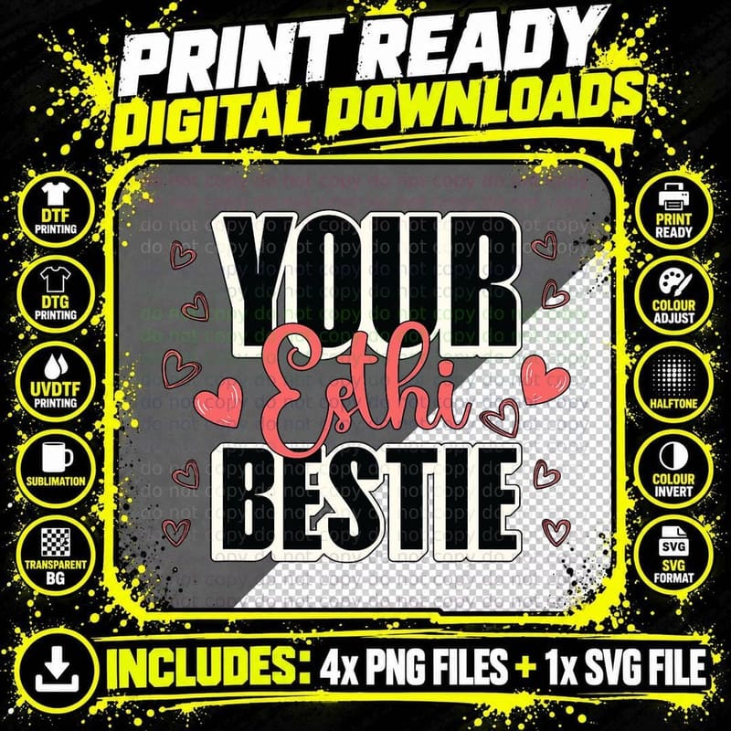 Your Esthi Bestie Licensed Esthetician Skincare Png SVG Digital Bundle