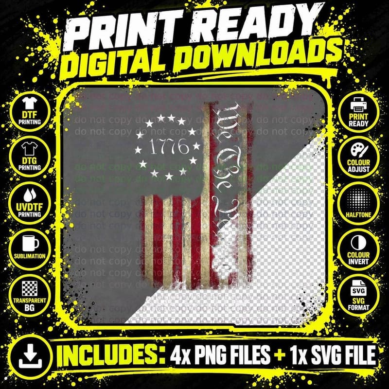 1776 We the People Are Fed up Patriotic American T-Shirt Png SVG Digital Bundle