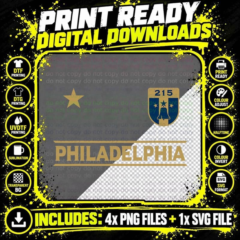 215 Philadelphia Area Code Badge with Star T-Shirt Png SVG Digital Bundle