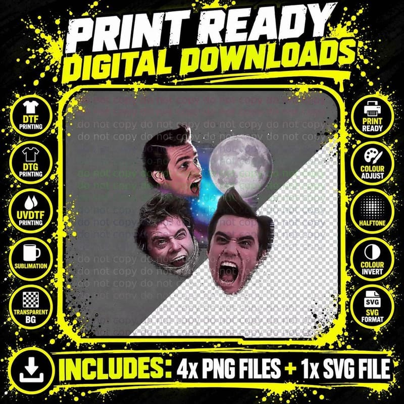 Ace Ventura Howl at the Moon T-Shirt Png SVG Digital Bundle