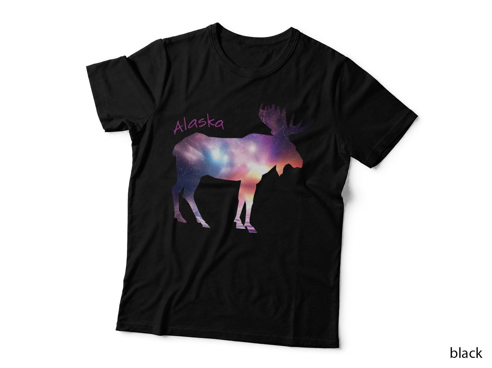 Alaska Moose Within the Aurora Borealis and the Polar Sky T-Shirt