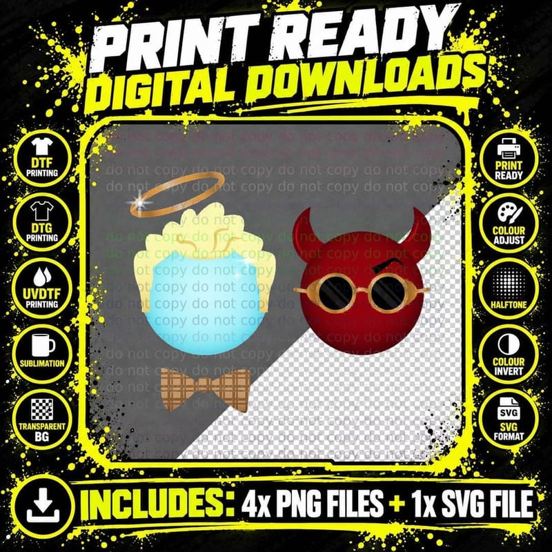 Angel and Demon T-Shirt Png SVG Digital Bundle