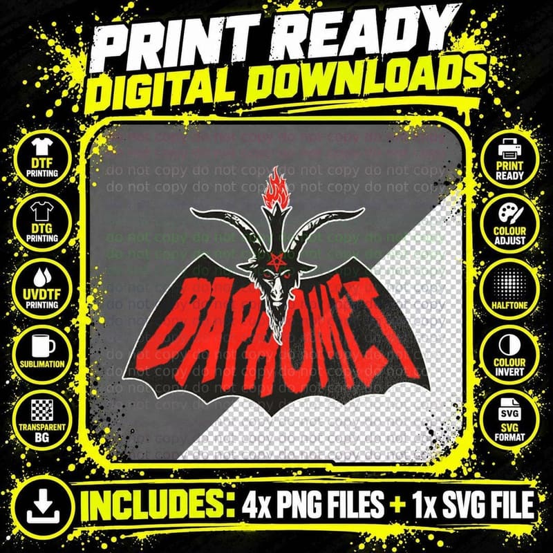 Baphomet Aka Red (Bat)phomet T-Shirt Png SVG Digital Bundle