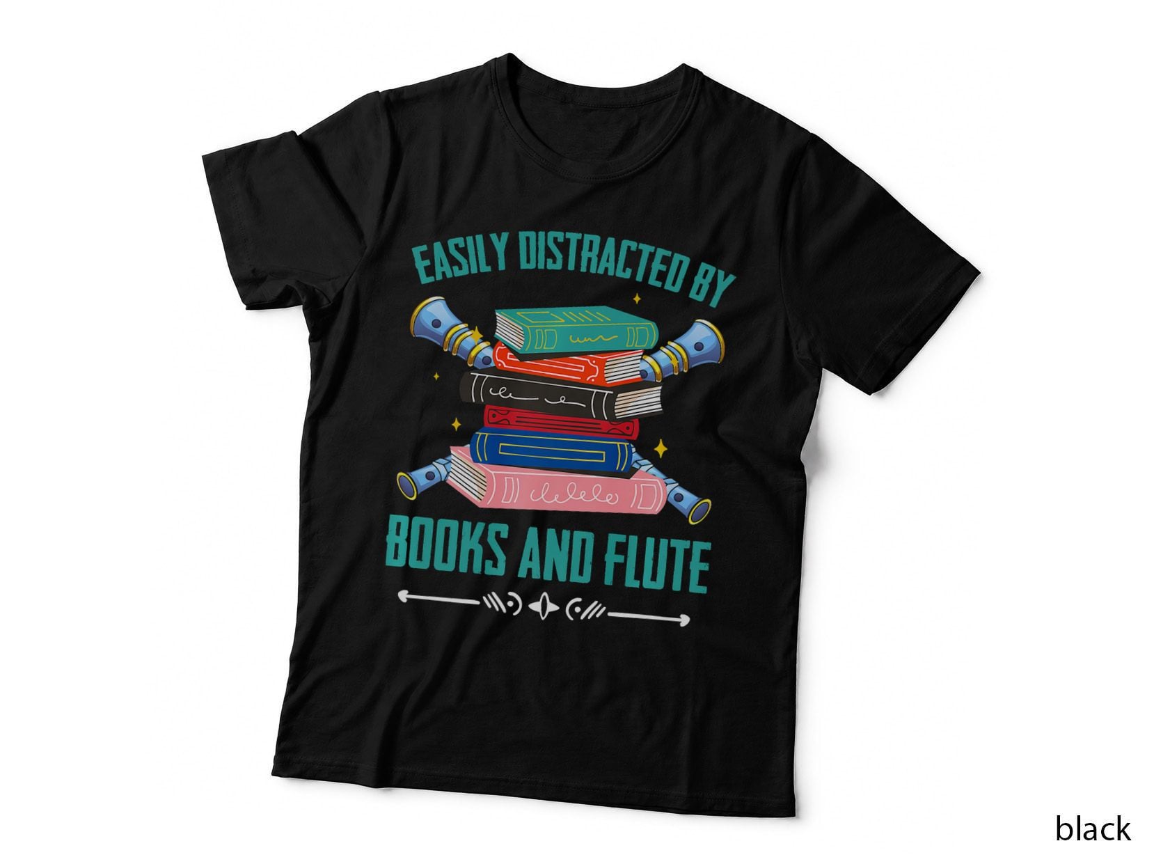 Books and Flute Book Flutist Wind Instrument Musician Flute T-Shirt