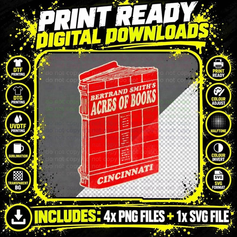 Defunct Bertrand Smith's Acres of Books Cincinnati Png SVG Digital Bundle