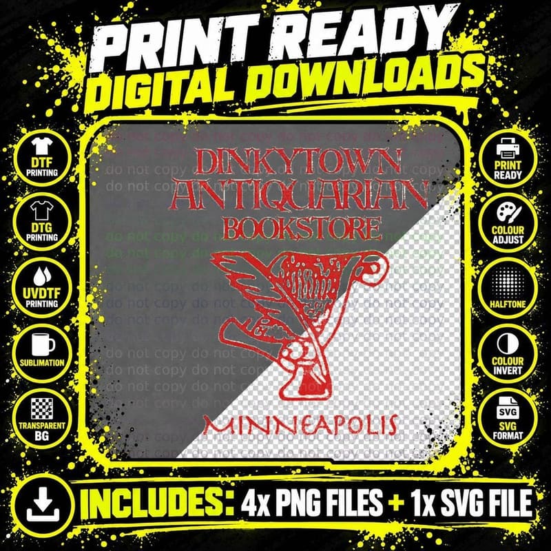 Defunct Dinkytown Antiquarian Bookstore Minneapolis Png SVG Digital Bundle