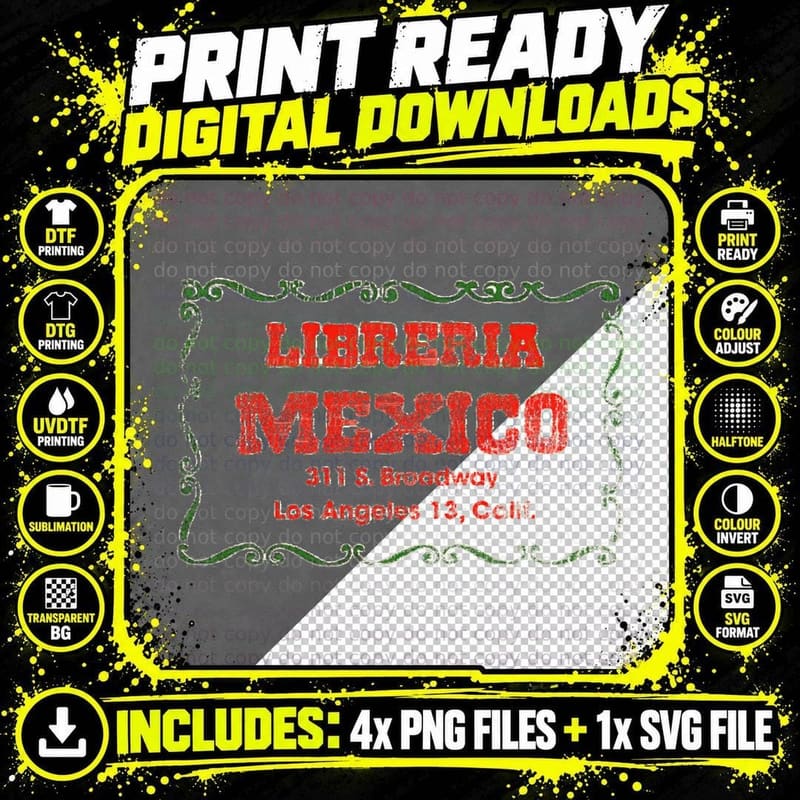 Defunct Libreria Mexico Book Store Los Angeles T-Shirt Png SVG Digital Bundle